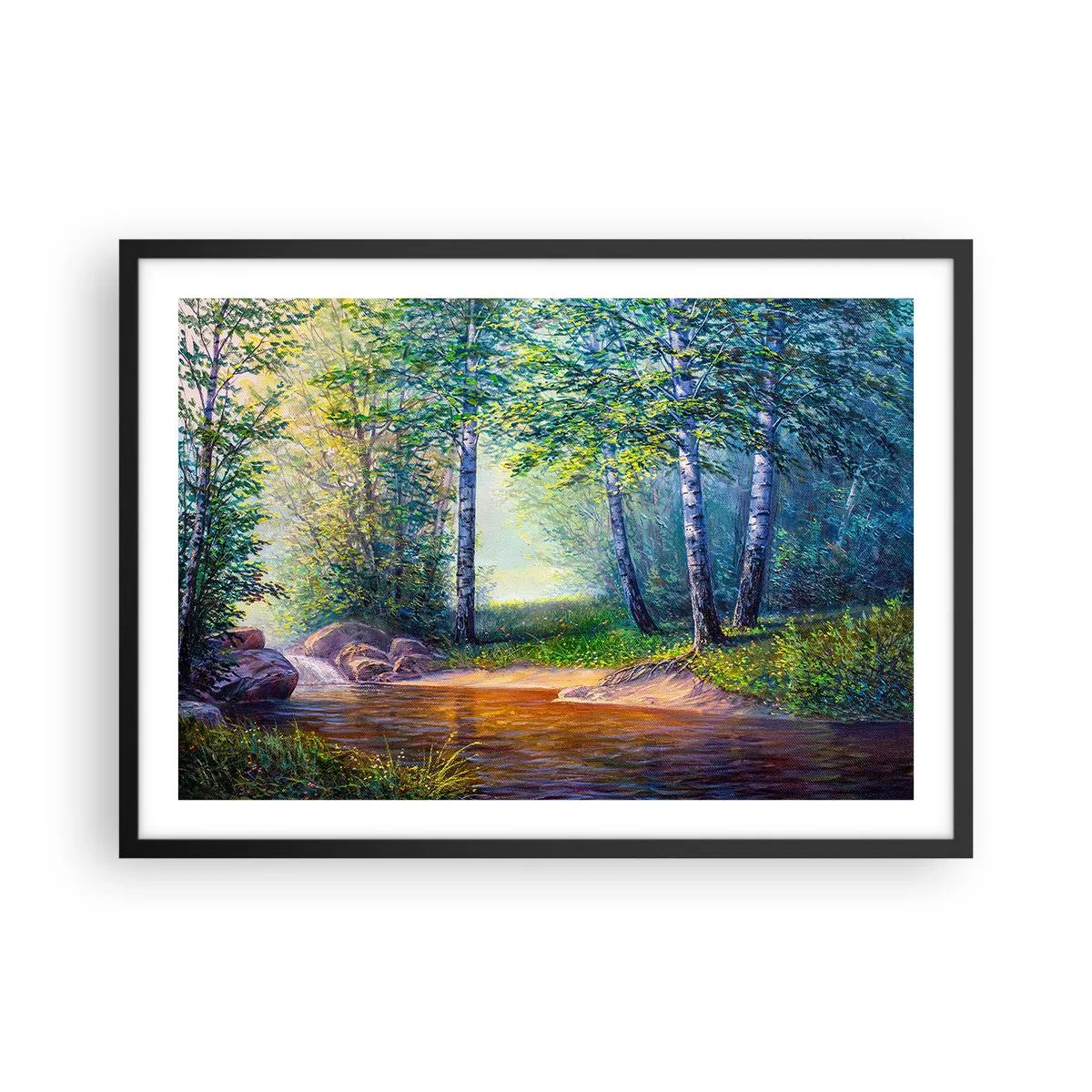 Poszter fehér keretben - Idilli táj - 70x50 cm
