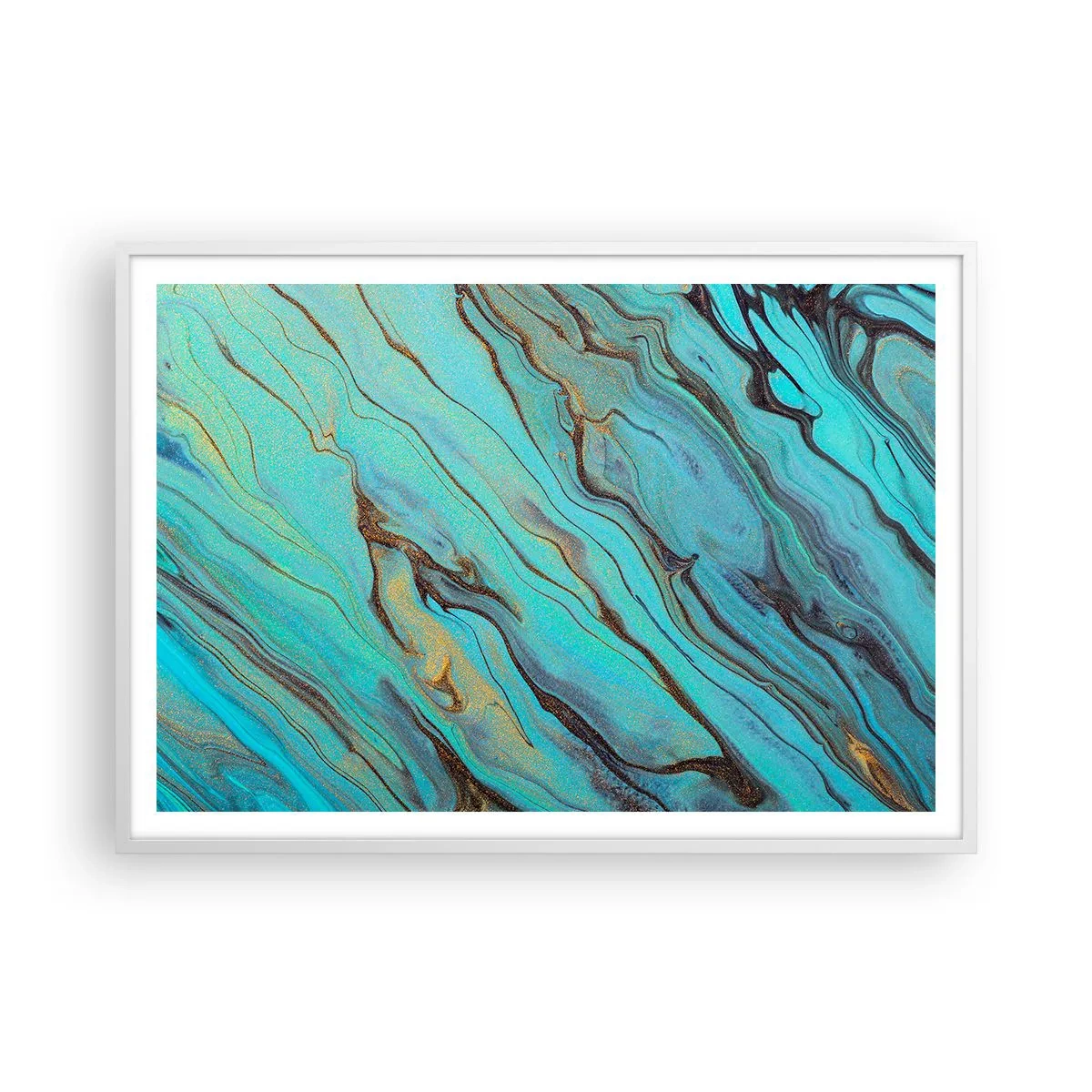 Poszter fekete keretben - Türkiz árapály - 100x70 cm