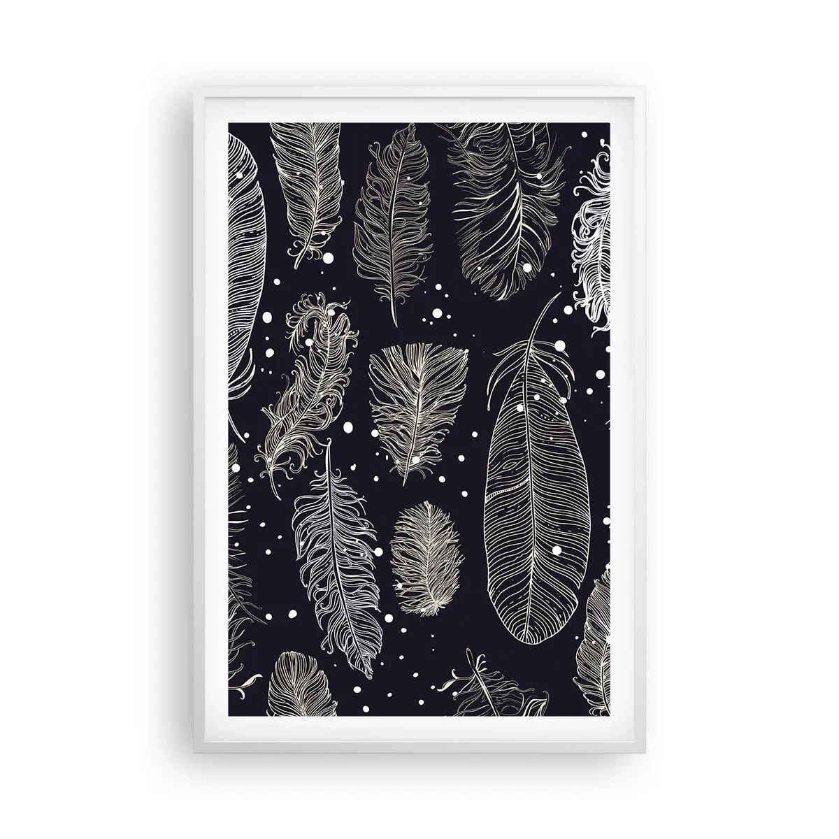 Poszter fekete keretben - Tollas csipke - 61x91 cm