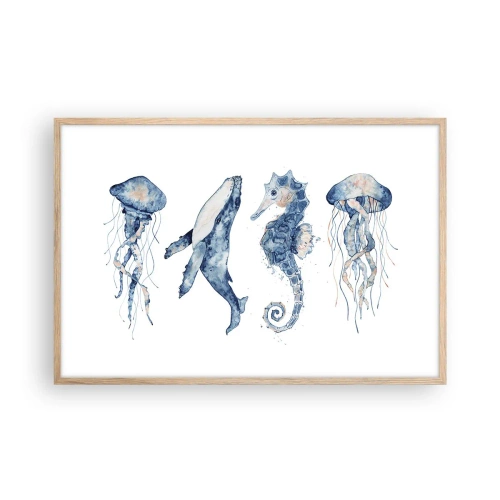 Poszter világos tölgy keretben - Tengeri csodák - 91x61 cm