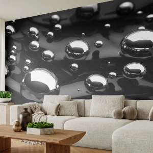 Fotótapéta Premium Sand - A fekete vízből - Absztrakció, Króm golyók, 3D - 100x70 cm