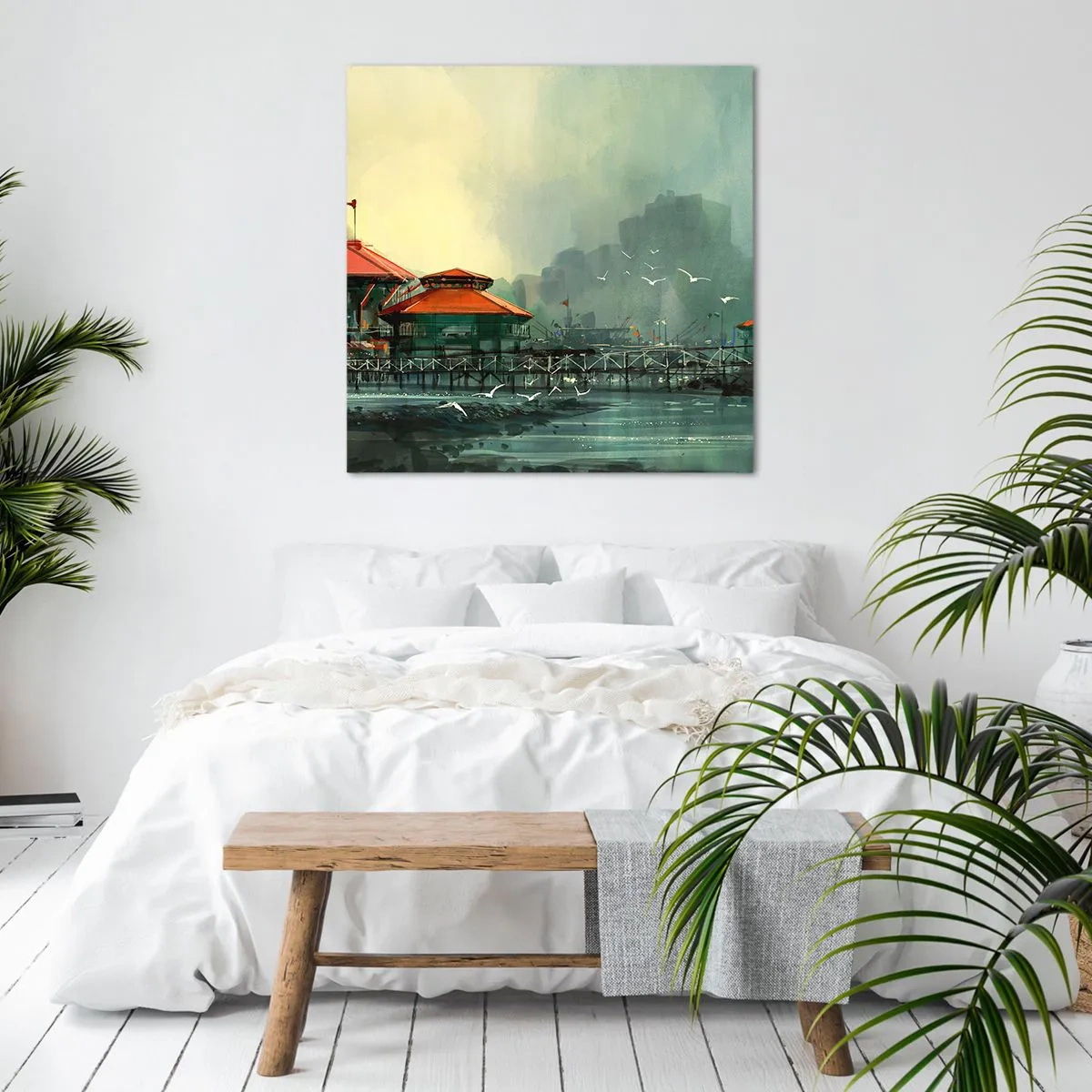 Vászonkép - Napsütéses nap a kikötőben - 50x50 cm