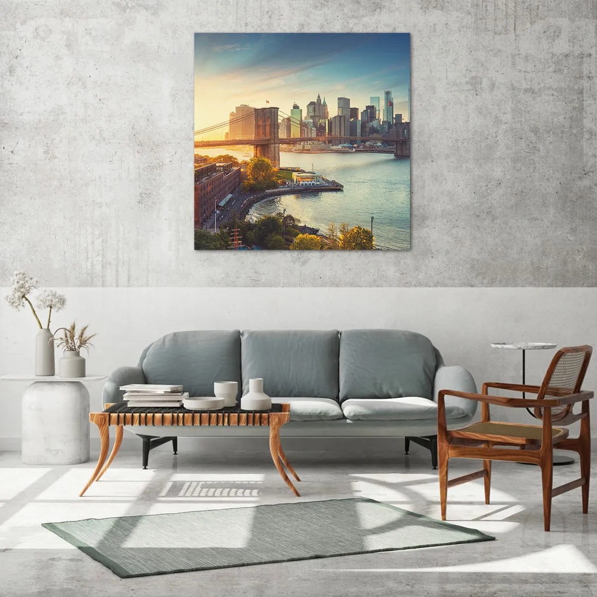 Üveg kép - Nagyváros hajnala - 70x70 cm