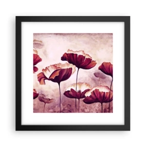 Poszter fehér keretben - Piros és fehér szirom - 30x30 cm
