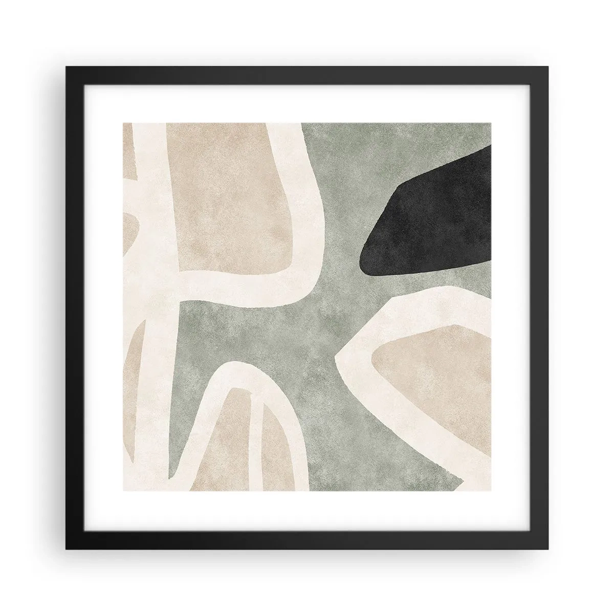 Poszter fehér keretben - Kompozíció fekete témával - 40x40 cm