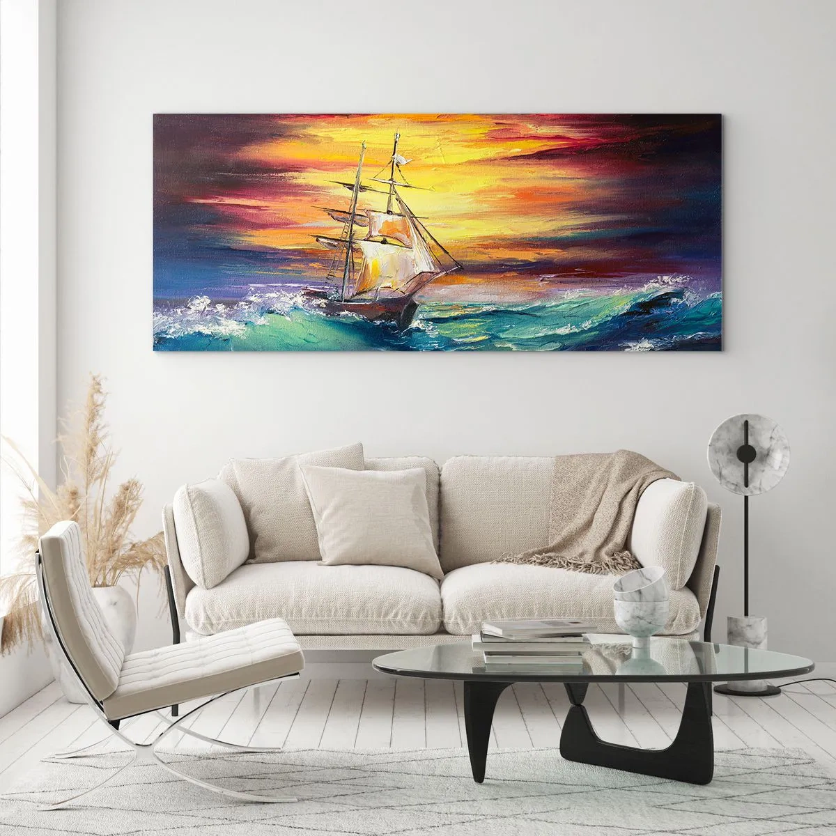 Üveg kép - Bátran a hullámok alatt - 100x40 cm