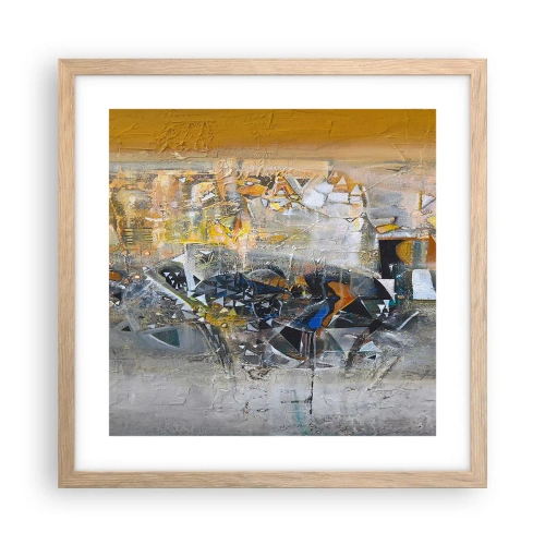 Poszter világos tölgy keretben - Minden rendben lesz - 40x40 cm