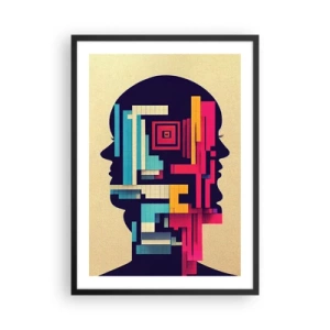 Poszter fehér keretben - Absztrakt sziluett geometrikus formákkal - 50x70cm - Új kkötelékek - Modern fali dekoráció nappalihoz és hálószobához ARTTOR