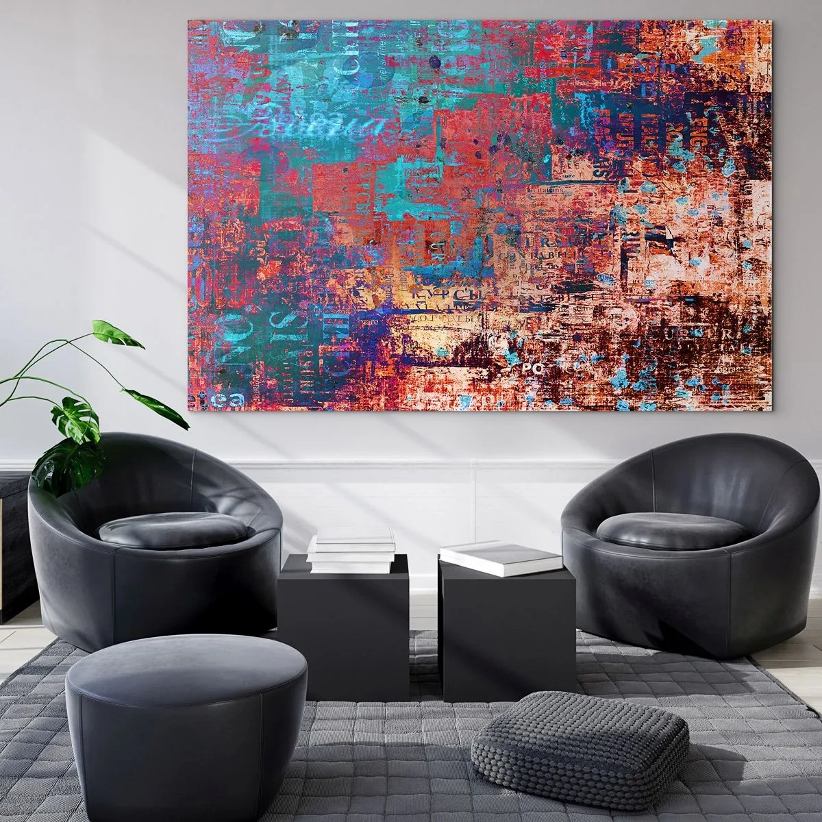 Üveg kép - Absztrakt kompozíció kék és piros árnyalatokban - 70x50cm - Emlékezés és feledés - Modern fali dekoráció nappalihoz és hálószobához ARTTOR