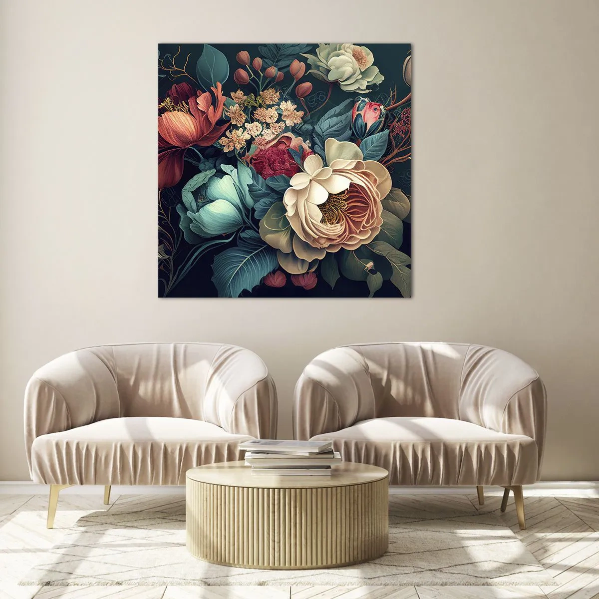 Üveg kép - 19. századi báj - 30x30 cm