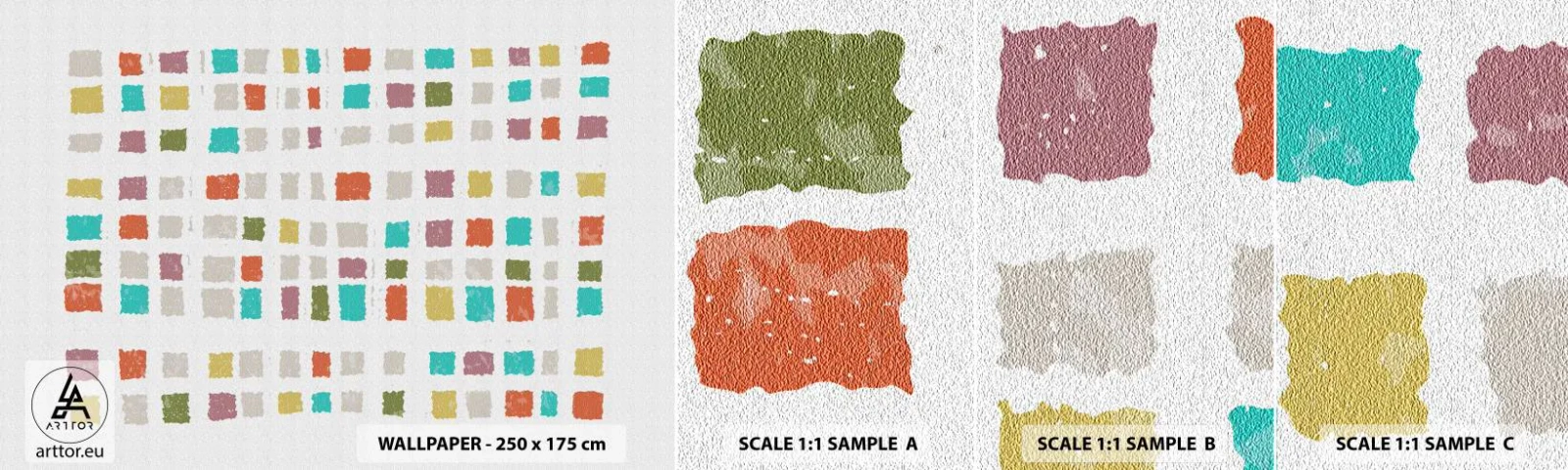 Fotótapéta Minta Standard Eco - Ismeretlen játék - Pasztell, Négyzetek, Minimalizmus - 100x30 cm