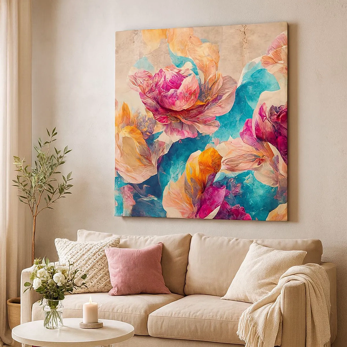 Vászonkép - Egy csokor színes pompája - 30x30 cm