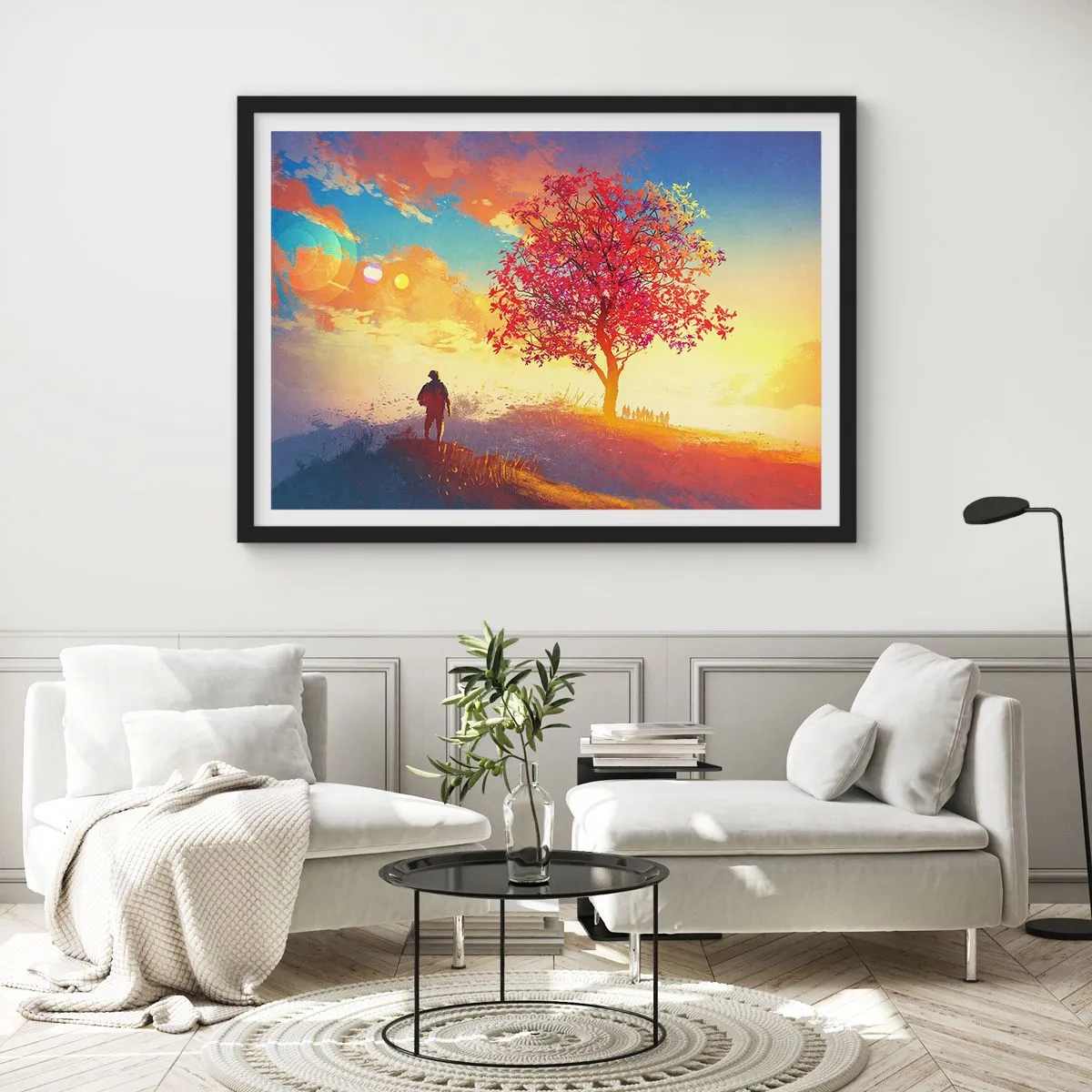 Poszter fehér keretben - Zarándok a célállomáson - 40x30 cm