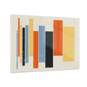 Üveg kép - Geometrikus csíkok ritmikus kompozícióban világos háttéren - 70x50cm - Zenei felvétel - Modern fali dekoráció nappalihoz és hálószobához ARTTOR