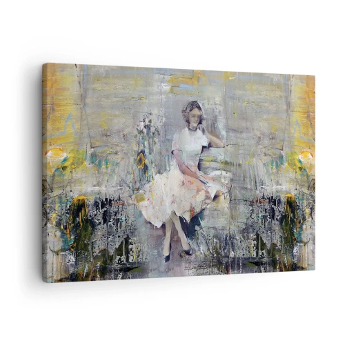 Vászonkép - Pasztellszínű nő művészi portréja - 70x50cm - Klasszikus és modern - Modern fali dekoráció nappalihoz és hálószobához ARTTOR