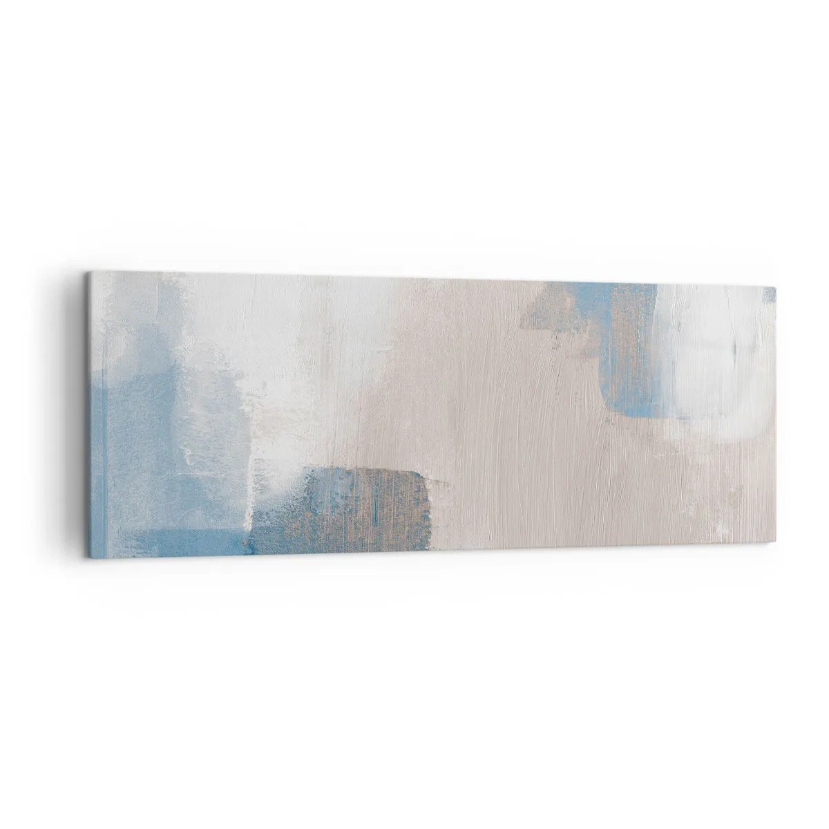 Vászonkép - Rózsaszín absztrakció egy kék fátyol mögött - 140x50 cm