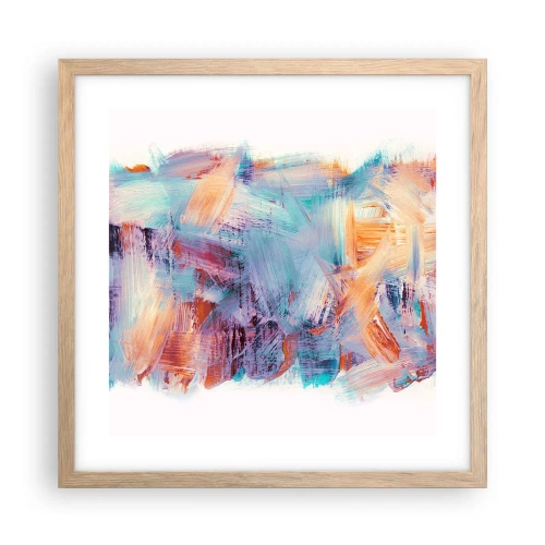Poszter világos tölgy keretben - Színes rendetlenség - 40x40 cm