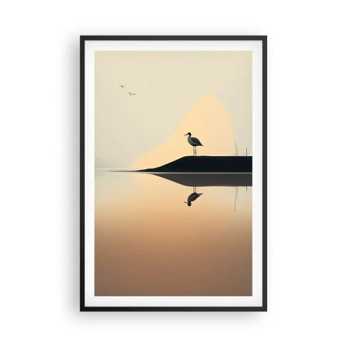 Poszter fehér keretben - Ember a tavon - 61x91 cm