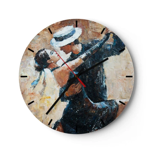 Falióra, Óra - Egy pár táncol elegáns ruhákban, kalapban és dinamikus pózban - 30x30cm - A la Rudolf Valentino - Modern fali dekoráció nappalihoz, konyhához és hálószobához ARTTOR