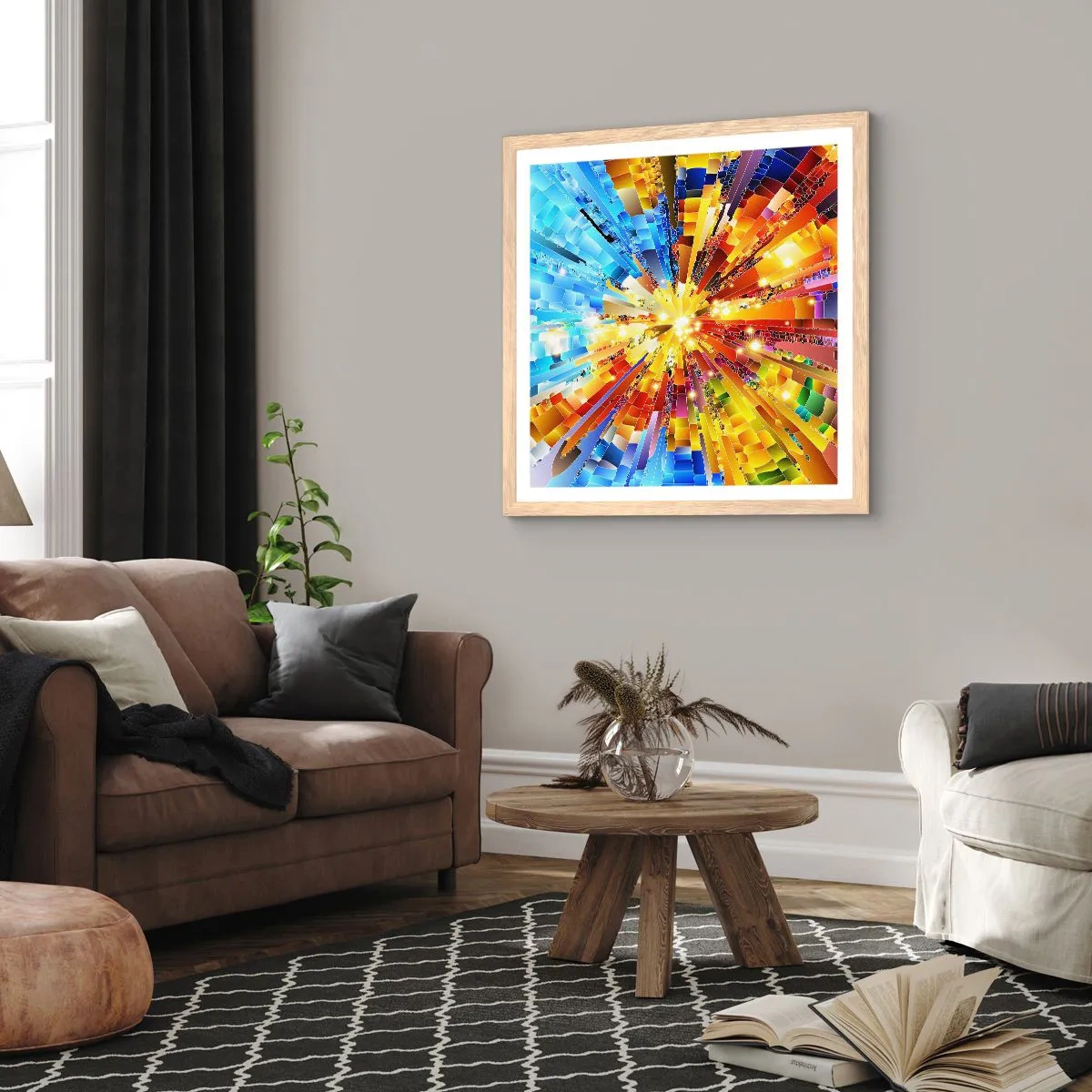 Poszter világos tölgy keretben - In medias res - 40x40 cm