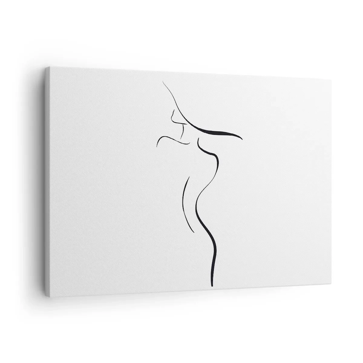 Vászonkép - Minimalista körvonala egy női sziluettnek fehér alapon - 70x50cm - Megfoghatatlan, mint egy hullám - Modern fali dekoráció nappalihoz és hálószobához ARTTOR