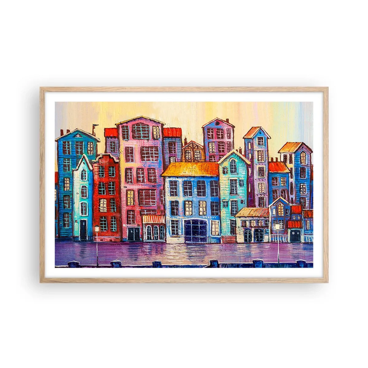 Poszter világos tölgy keretben - Egy város, mint egy tündérmese - 91x61 cm