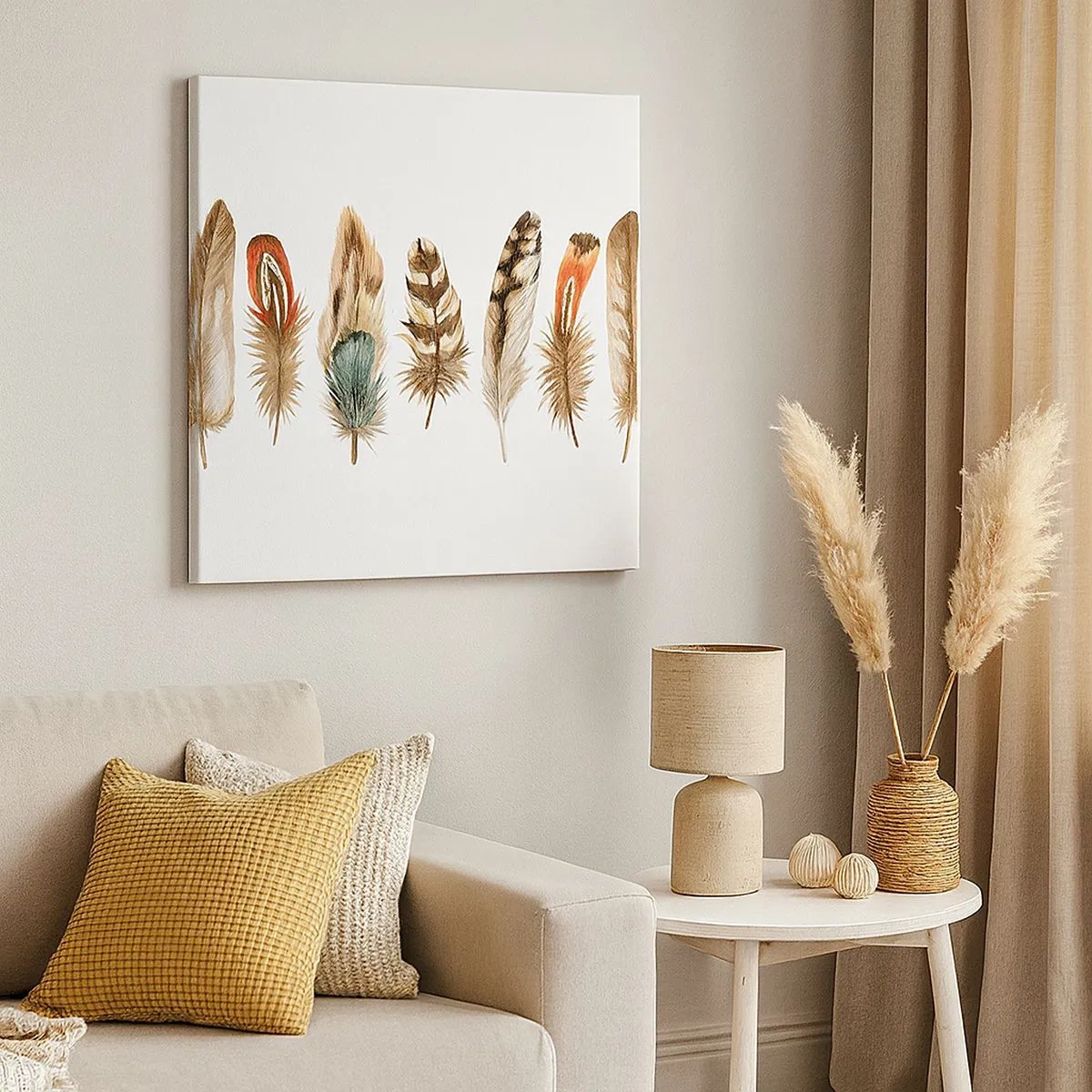 Vászonkép - Tollas variáció - 30x30 cm