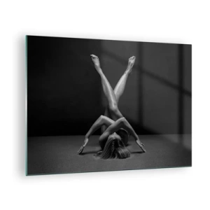 Üveg kép - Női akt geometrikus testösszetételben - 70x50cm - A meztelenség geometriája - Modern fali dekoráció nappalihoz és hálószobához ARTTOR