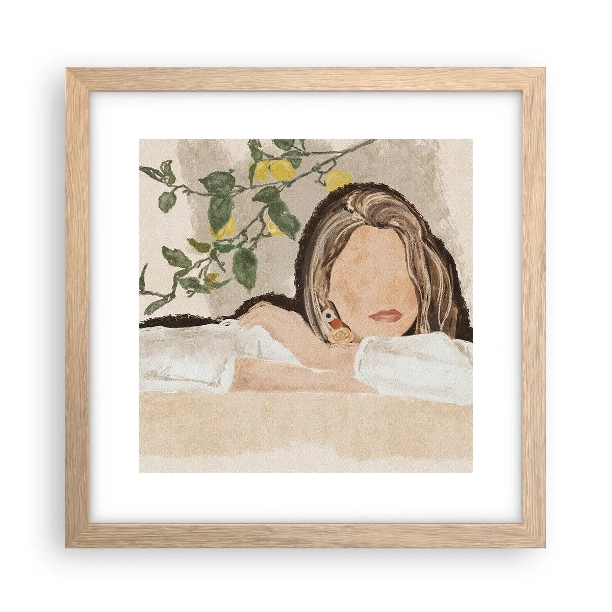 Poszter világos tölgy keretben - Déli szépség - 30x30 cm