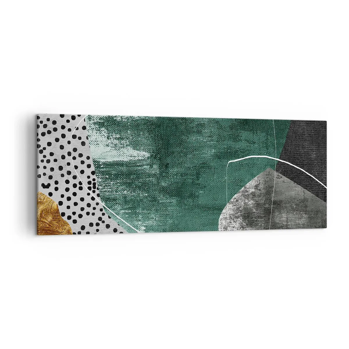 Vászonkép - Színes absztrakció aranypehellyel - 140x50 cm