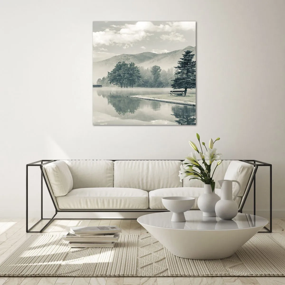 Üveg kép - A tó még alszik - 50x50 cm