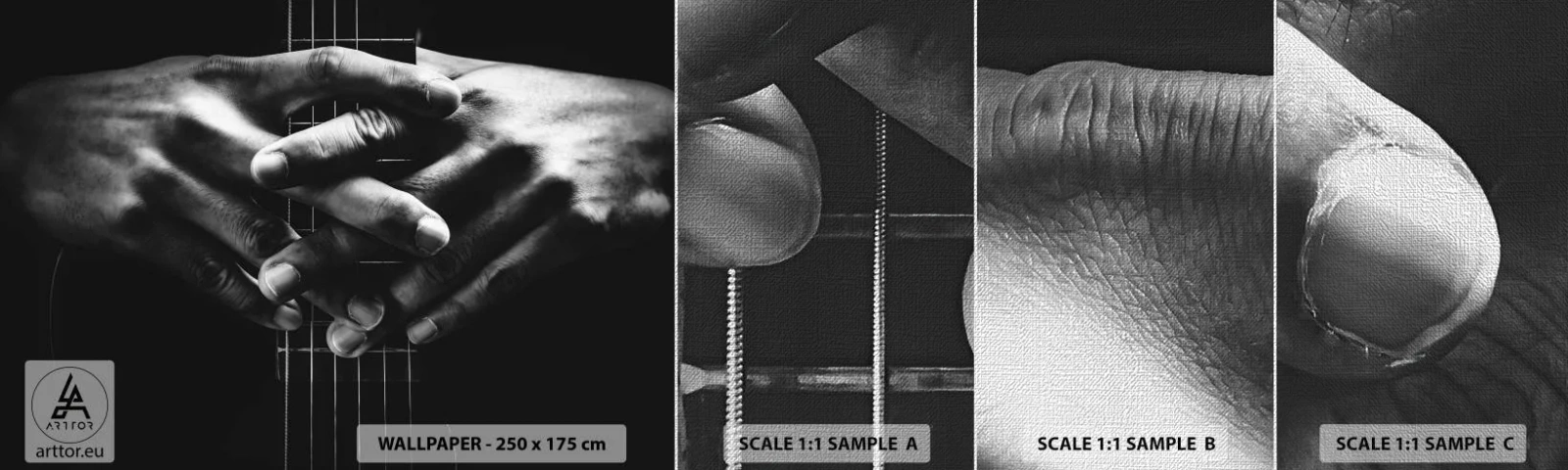 Fotótapéta Minta Premium Canvas - Művész imája - Gitáros, Zenész, Gitár - 100x30 cm