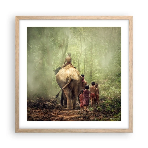 Poszter világos tölgy keretben - Az új Dzsungel Könyve - 50x50 cm