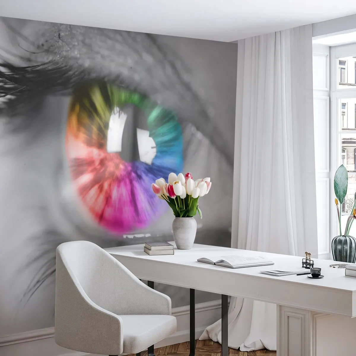 Fotótapéta Premium Sand - Nézz színesen a világra - Absztrakció, Színes szem, 3D - 100x70 cm