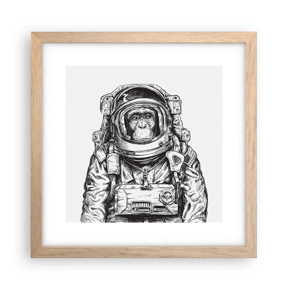 Poszter világos tölgy keretben - Alternatív evolúció - 30x30 cm