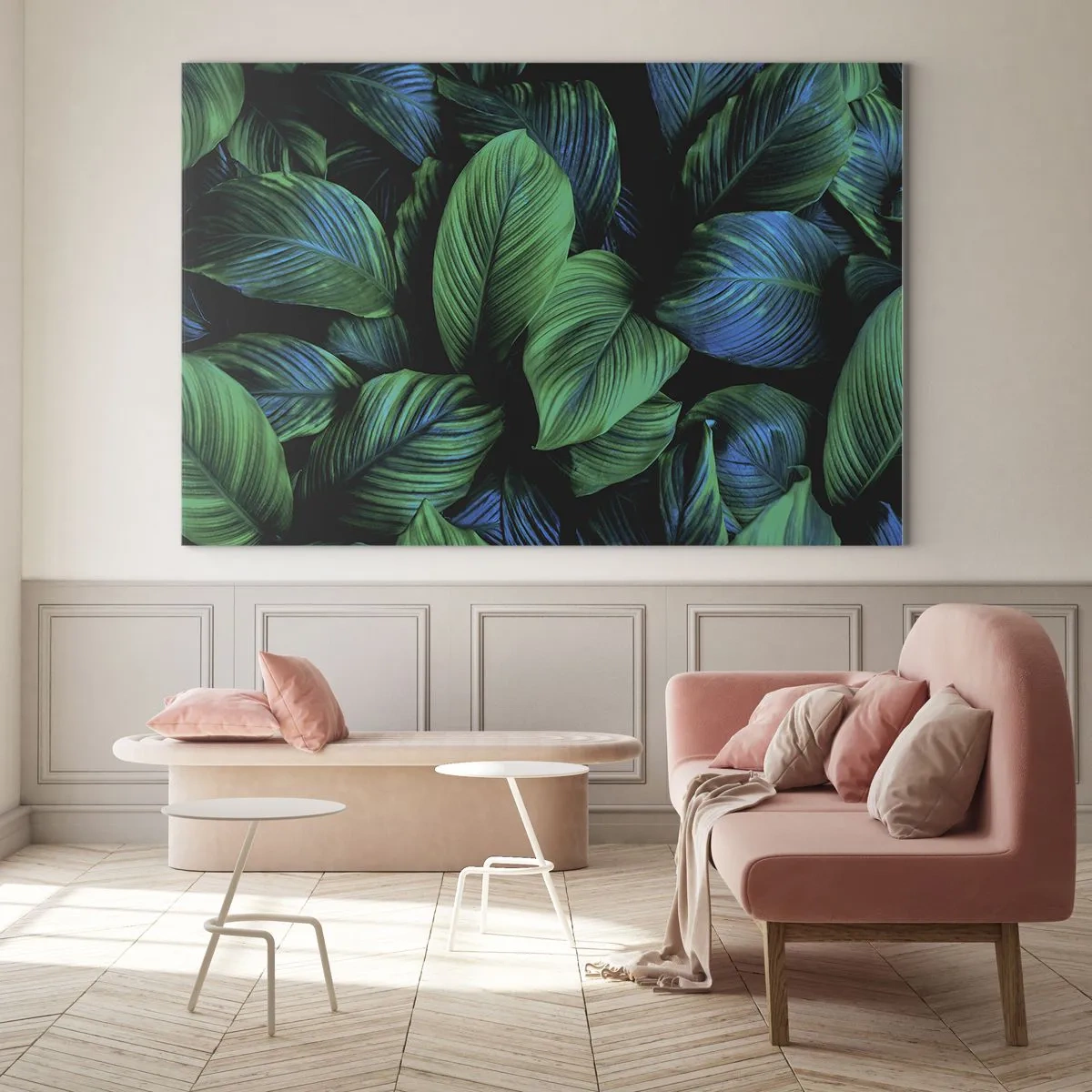 Üveg kép - Közeli kép intenzív zöld árnyalatú levelekről - 70x50cm - A zöld tömegben - Modern fali dekoráció nappalihoz és hálószobához ARTTOR