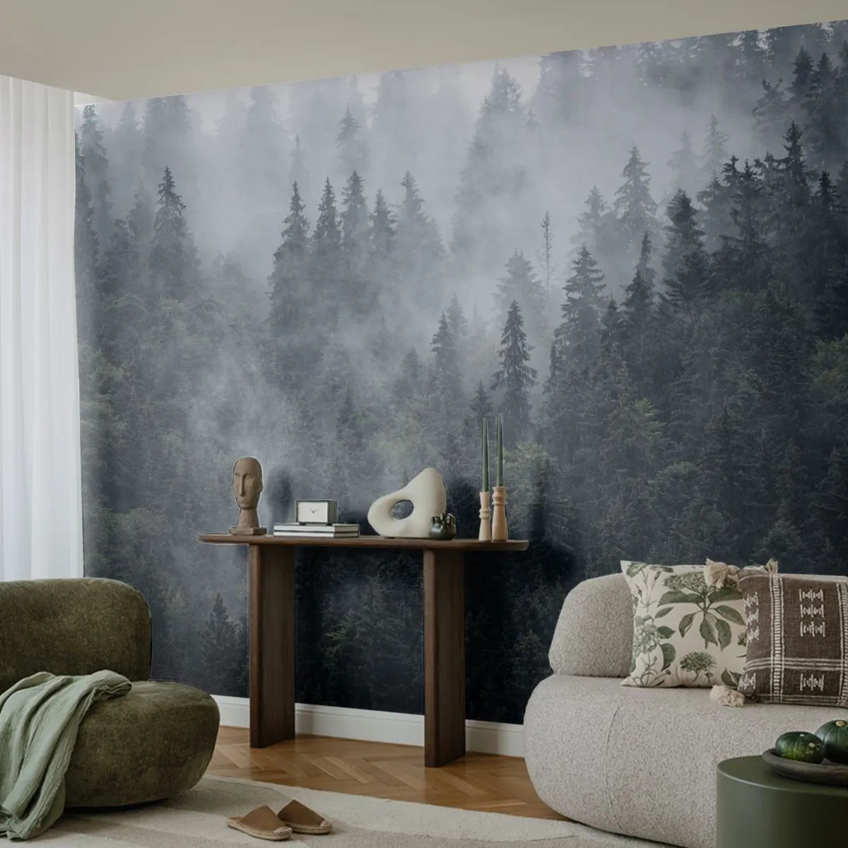 Fotótapéta Premium Sand - Erdei hajnal - Tájkép, Erdő, Természet - 100x70 cm