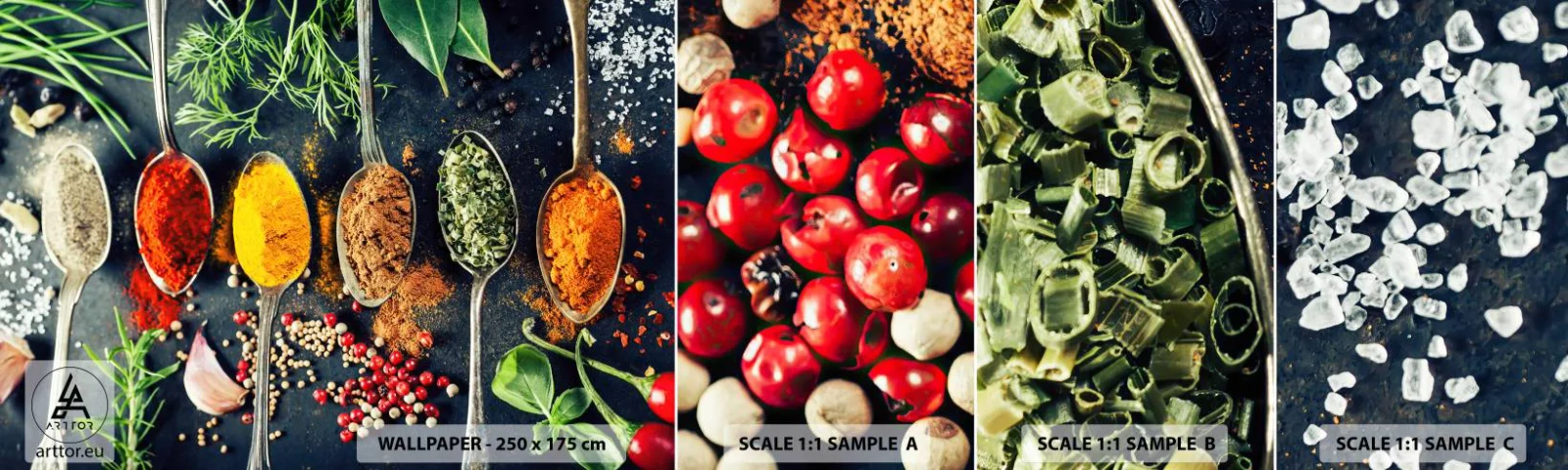 Fotótapéta Minta Standard Eco - Kulináris varázslat - Fűszerek, Gyógynövények, Konyha - 100x30 cm