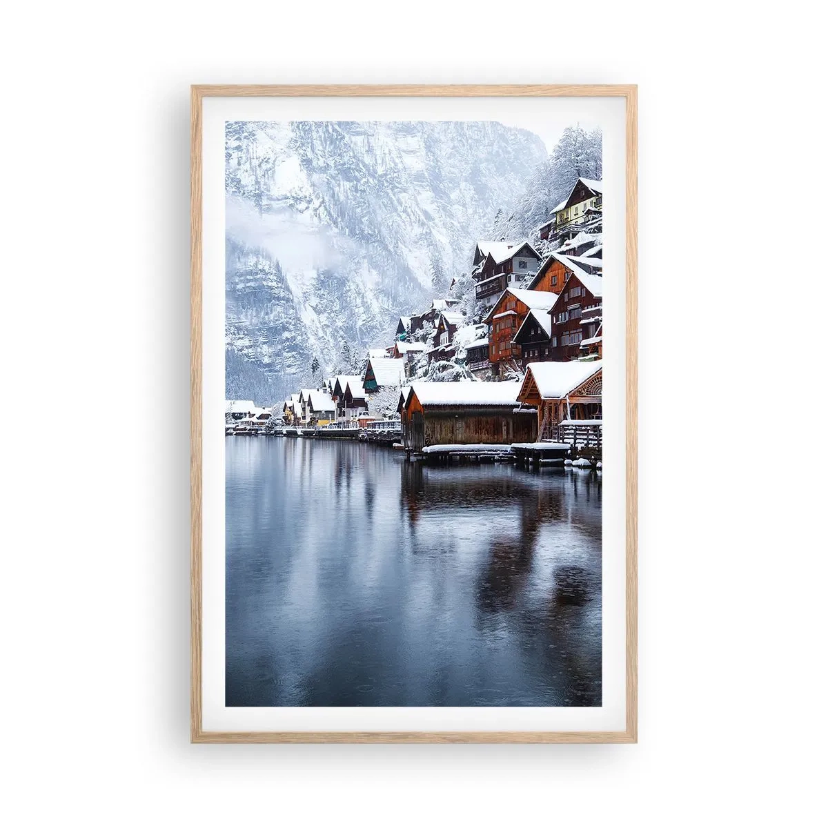 Poszter világos tölgy keretben - Téli díszben - 61x91 cm