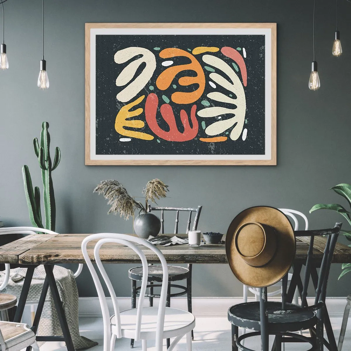 Poszter világos tölgy keretben - Kompozíció - mindjárt elkaplak - 91x61 cm