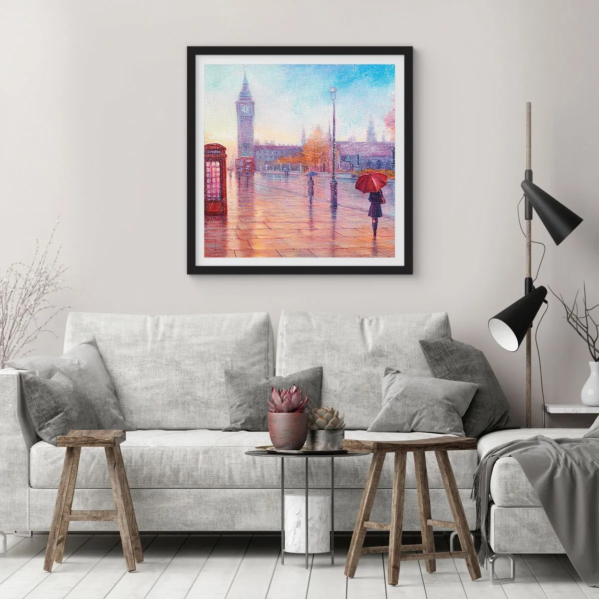 Poszter fehér keretben - Őszi nap Londonban - 30x30 cm