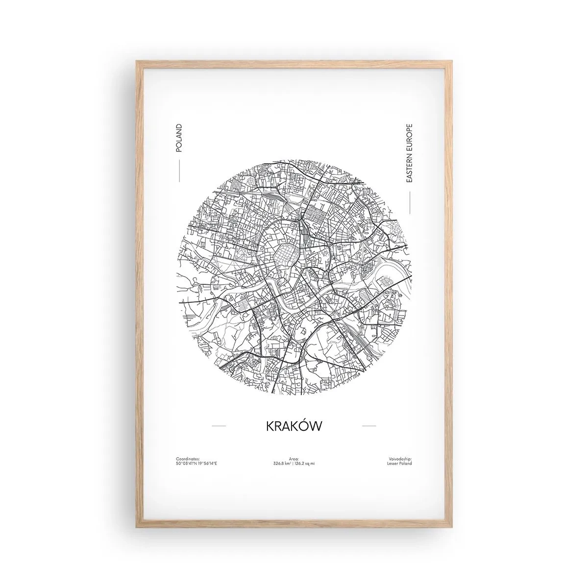 Poszter világos tölgy keretben - Krakkó anatómiája - 61x91 cm