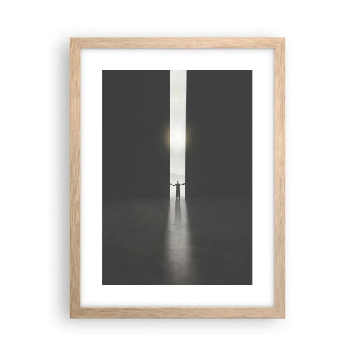 Poszter világos tölgy keretben - Egy lépés a fényes jövő felé - 30x40 cm