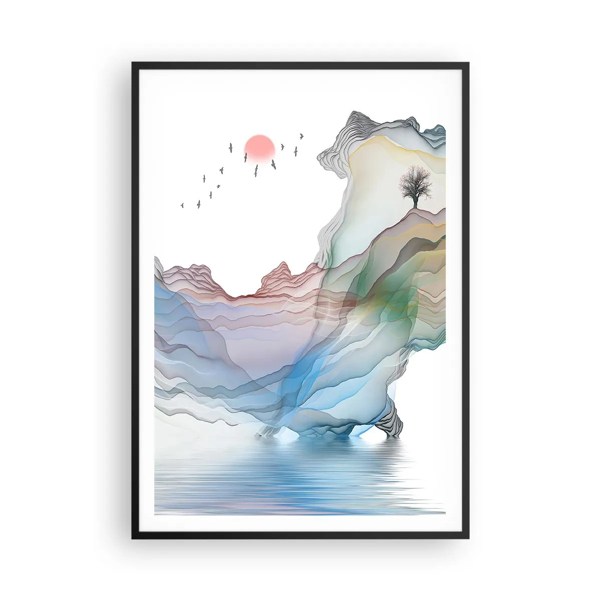 Poszter fehér keretben - A kristály hegyek felé - 70x100 cm