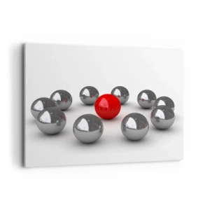 Vászonkép - Ezüst és piros kör - 100x70 cm