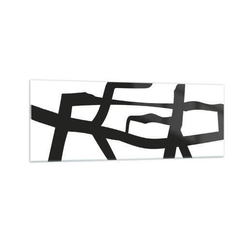 Üveg kép - Fekete-fehér konstrukció - 140x50 cm