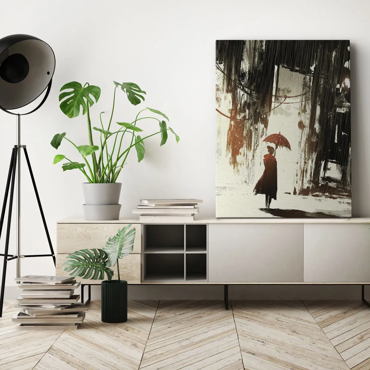 Vászonkép - A vörös esernyő költészete - 70x100 cm