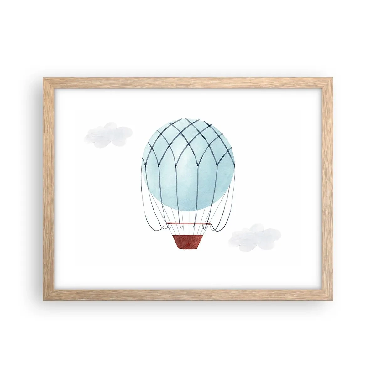 Poszter világos tölgy keretben - Minden a felhőkben - 40x30 cm