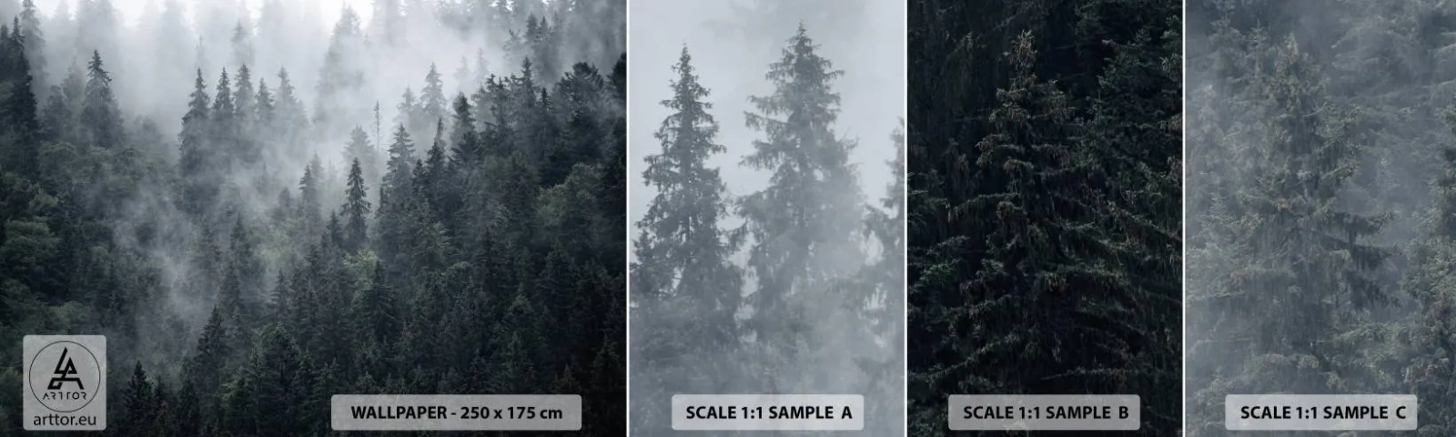 Fotótapéta Minta Öntapadós Deluxe Sticker - Erdei hajnal - Tájkép, Erdő, Természet - 100x30 cm