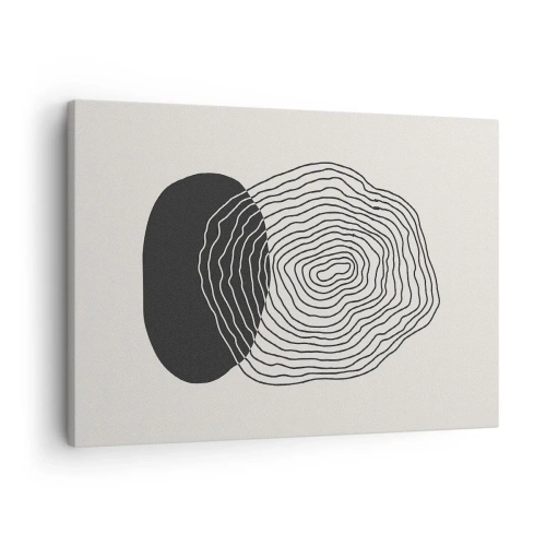 Vászonkép - Absztrakt minta fekete-fehér vonalakkal és formákkal - 70x50cm - Létezés és rángatózás - Modern fali dekoráció nappalihoz és hálószobához ARTTOR